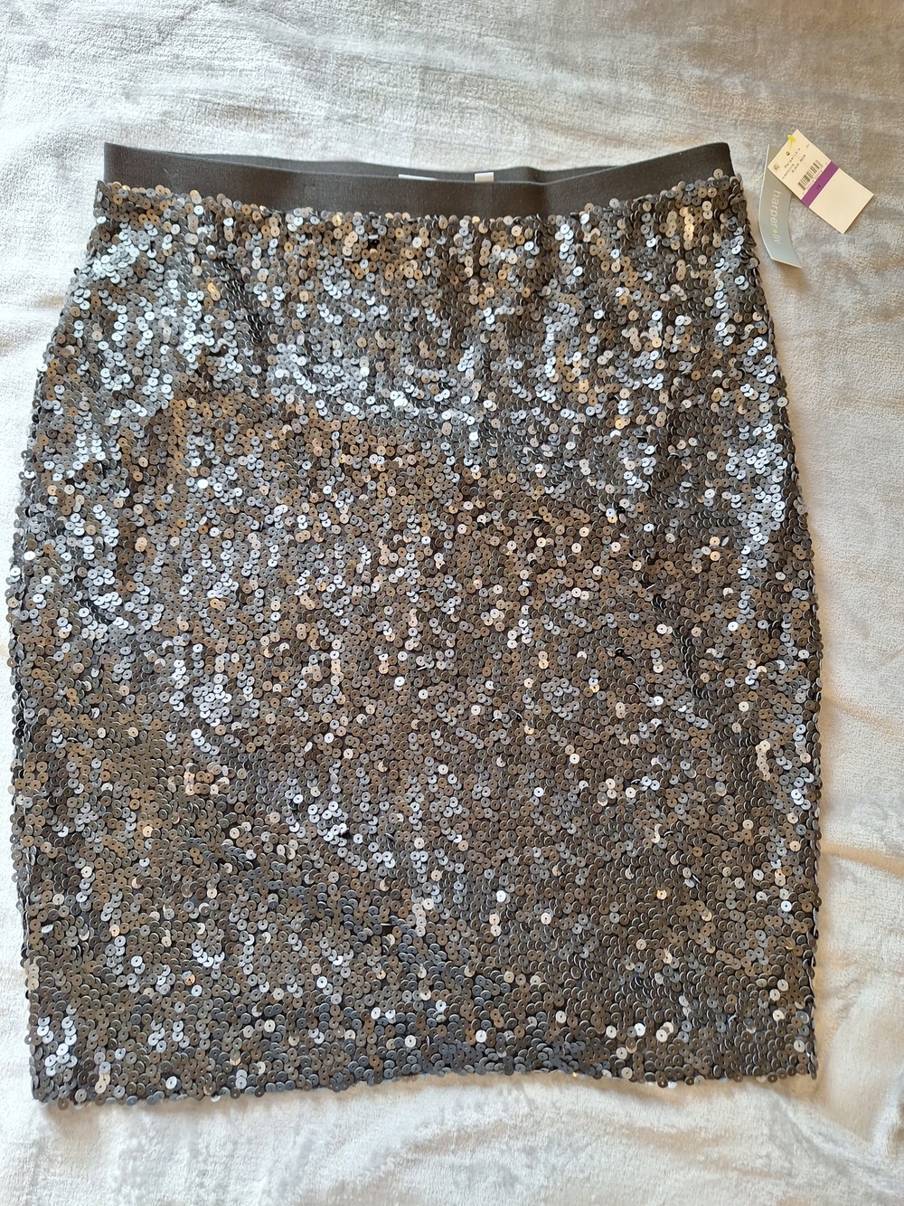Harper & Liv Silver Sequin Pencil Skirt
